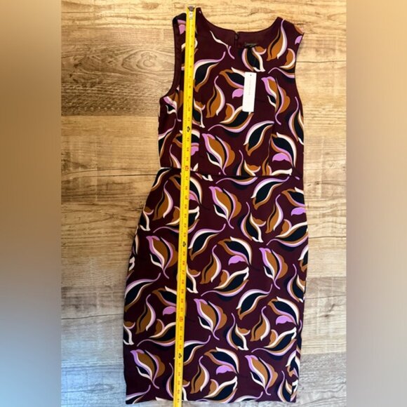 Ann Taylor Dress Burgundy Floral Sleeveless Lined Sheath Size 8 NWT - Picture 5 of 7